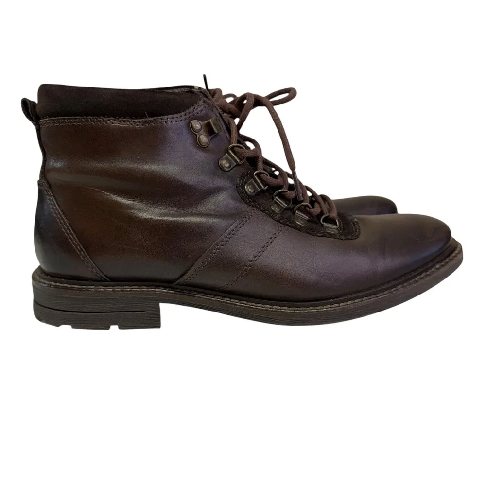 Bar III Boyd Mens Brown Leather Hiking Boots Faux Shearling 9.5 M Gorpcore Cabin